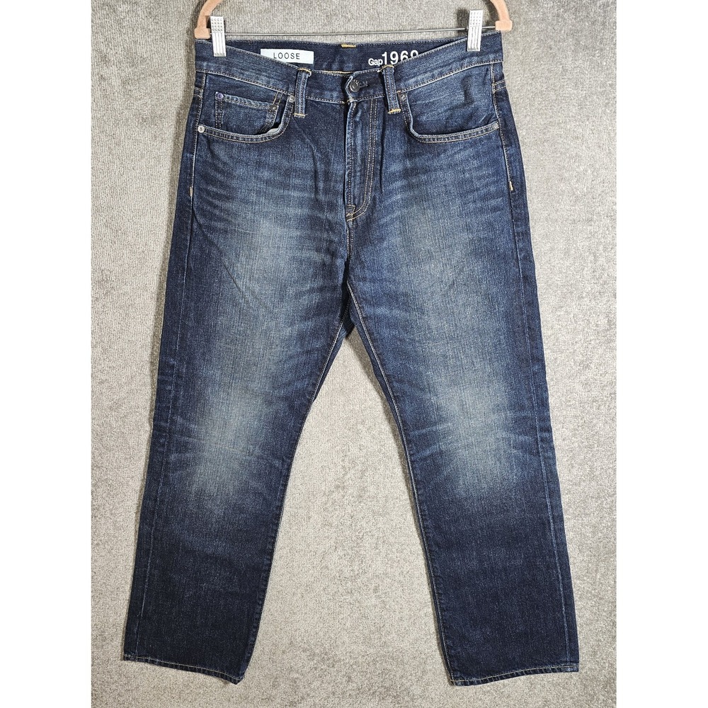 Gap 1969 Loose Fit Jeans Mens Size 31x32 Blue Dark Wash Baggy Cotton Denim